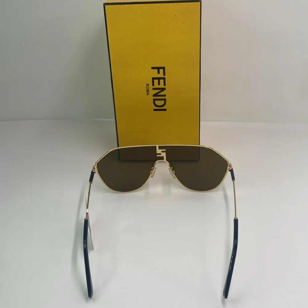 New Original Fendi FE40080U round sunglasses Shiny endura gold / brown